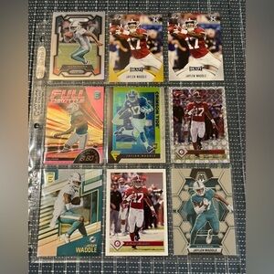🏈 Jaylen Waddle, Lot of 9 NFL Football Trading Cards